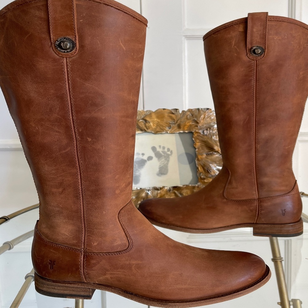 NEW !!  Frye Melissa Button Inside Zip Leather Boot 6